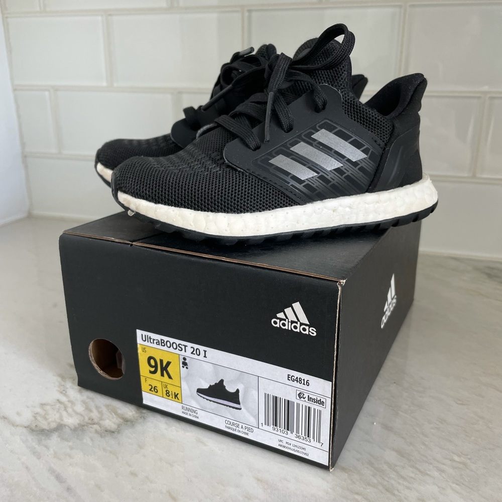 Adidas UltraBoost 20 in black/white, size 9k